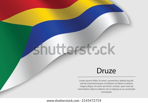 Wave flag of Druze is a religious\
symbol on white background. Banner or ribbon vector\
template