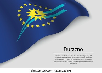 Bandera ondulada de Durazno es un estado de Uruguay. Plantilla vectorial de banderas o cintas