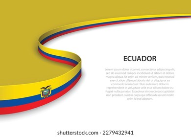 Wave flag of Ecuador with copyspace background. Banner or ribbon vector template