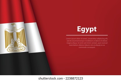 Wave flag of Egypt with copyspace background. Banner or ribbon vector template for independence day