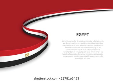 Wave flag of Egypt with copyspace background. Banner or ribbon vector template