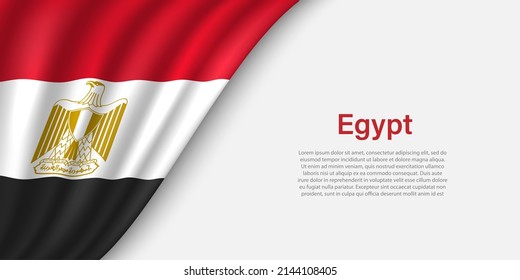 Wave flag of Egypt on white background. Banner or ribbon vector template for independence day