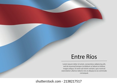 Bandera de olas de Entre Ríos es un estado de Argentina. Plantilla vectorial de banderas o cintas