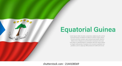Wave flag of Equatorial Guinea on white background. Banner or ribbon vector template for independence day