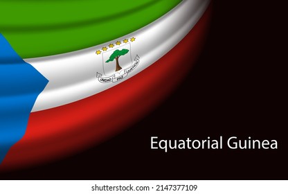 Wave flag of Equatorial Guinea on dark background. Banner or ribbon vector template for independence day