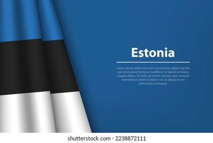 Wave flag of Estonia with copyspace background. Banner or ribbon vector template for independence day