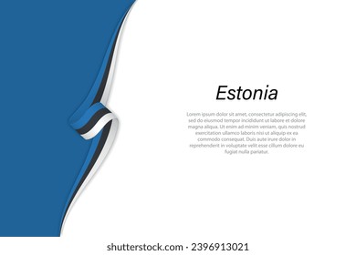 Bandera ondulada de Estonia con fondo de copyspace. Plantilla vectorial de banderas o cintas