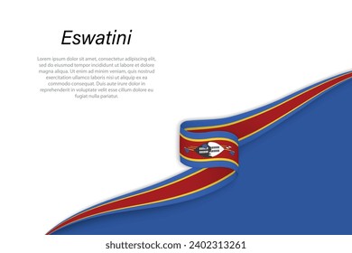 Wave flag of Eswatini with copyspace background. Banner or ribbon vector template