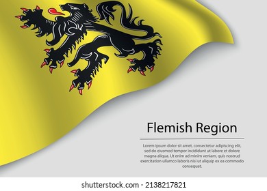 Wave flag of Flemish Region is a region of Belgium. Banner or ribbon vector template