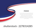 Wave flag of France with copyspace background. Banner or ribbon vector template