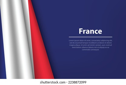 Wave flag of France with copyspace background. Banner or ribbon vector template for independence day