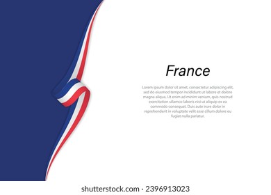 Wave flag of France with copyspace background. Banner or ribbon vector template