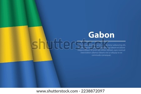 Wave flag of Gabon with copyspace background. Banner or ribbon vector template for independence day