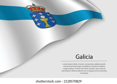 Die Wave Fahne Galiciens ist eine Region Spaniens. Banner- oder Bandvektorvorlage