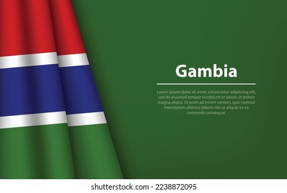 Wave flag of Gambia with copyspace background. Banner or ribbon vector template for independence day