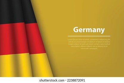 Bandera ondulada de Alemania con fondo de copyspace. Plantilla vectorial de banner o cinta para el día de la independencia