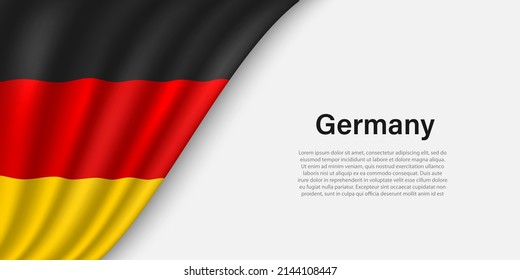 Bandera ondulada de Alemania sobre fondo blanco. Plantilla vectorial de banner o cinta para el día de la independencia