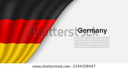 Wave flag of Germany on white background. Banner or ribbon vector template for independence day