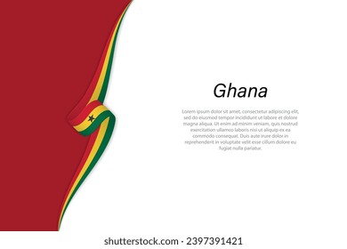 Bandera ondulada de Ghana con fondo de copyspace. Plantilla vectorial de banderas o cintas