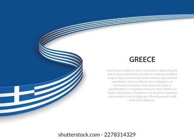 Wave flag of Greece with copyspace background. Banner or ribbon vector template