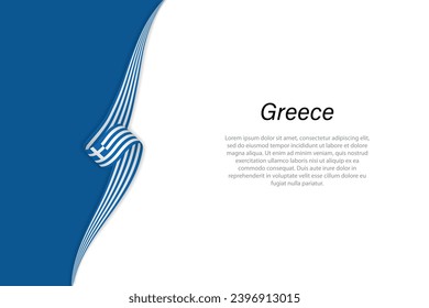 Wave flag of Greece with copyspace background. Banner or ribbon vector template