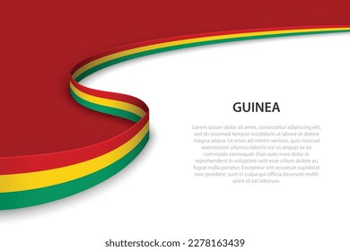 Wave flag of Guinea with copyspace background. Banner or ribbon vector template