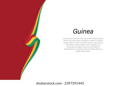 Wave flag of Guinea with copyspace background. Banner or ribbon vector template