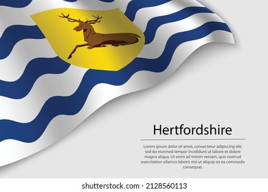 Wave flag of Hertfordshire is a county of England. Banner or ribbon vector template