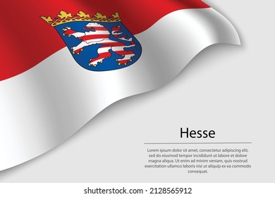 Wave flag of Hesse is a state of Germany. Banner or ribbon vector template