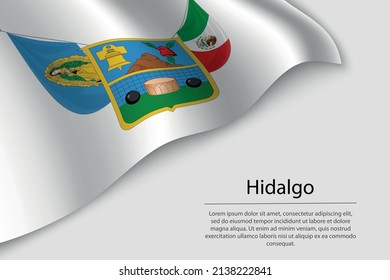 La bandera ondulada de Hidalgo es una región de México. Plantilla vectorial de banderas o cintas