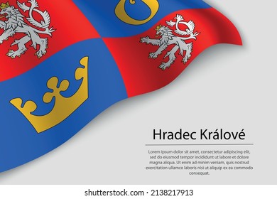 Bandera ondulada de Hradec Králové es un estado de república checa. Plantilla vectorial de banderas o cintas