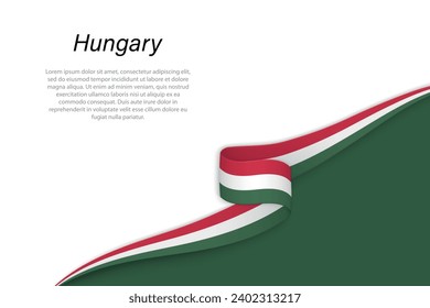 Wave flag of Hungary with copyspace background. Banner or ribbon vector template