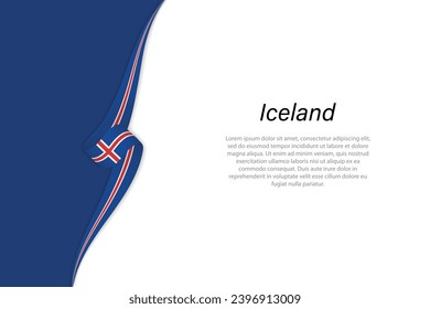 Wave flag of Iceland with copyspace background. Banner or ribbon vector template