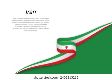 Wellenflagge des Iran mit Kopienraum-Hintergrund. Banner- oder Bandvektorvorlage