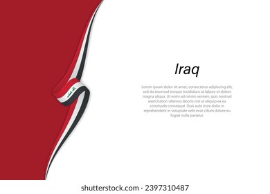 Wave flag of Iraq with copyspace background. Banner or ribbon vector template