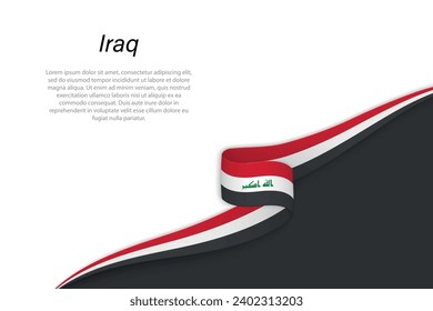 Wave flag of Iraq with copyspace background. Banner or ribbon vector template