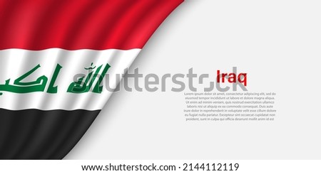 Wave flag of Iraq on white background. Banner or ribbon vector template for independence day