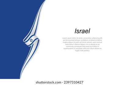 Wave flag of Israel with copyspace background. Banner or ribbon vector template