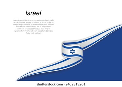 Wave flag of Israel with copyspace background. Banner or ribbon vector template