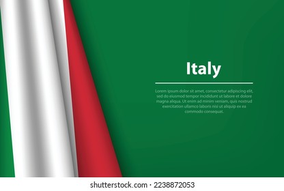 Wave flag of Italy with copyspace background. Banner or ribbon vector template for independence day