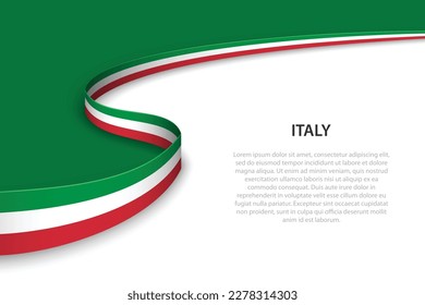 Wave flag of Italy with copyspace background. Banner or ribbon vector template