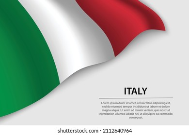 Wave flag of Italy on white background. Banner or ribbon vector template for independence day