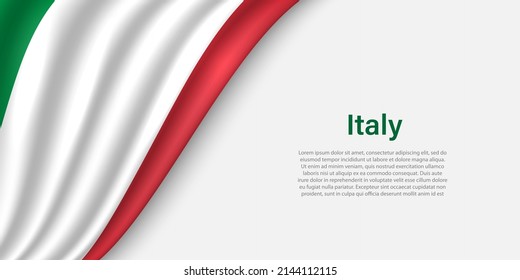 Wave flag of Italy on white background. Banner or ribbon vector template for independence day