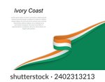 Wave flag of Ivory Coast with copyspace background. Banner or ribbon vector template
