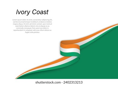 Wave flag of Ivory Coast with copyspace background. Banner or ribbon vector template