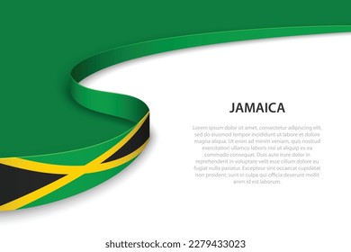 Wave flag of Jamaica with copyspace background. Banner or ribbon vector template