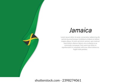 Wave flag of Jamaica with copyspace background. Banner or ribbon vector template