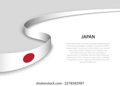 Wave flag of Japan with copyspace background. Banner or ribbon vector template