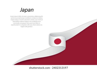 Bandera ondulada de Japón con fondo de copyspace. Plantilla vectorial de banderas o cintas