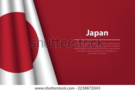 Wave flag of Japan with copyspace background. Banner or ribbon vector template for independence day
